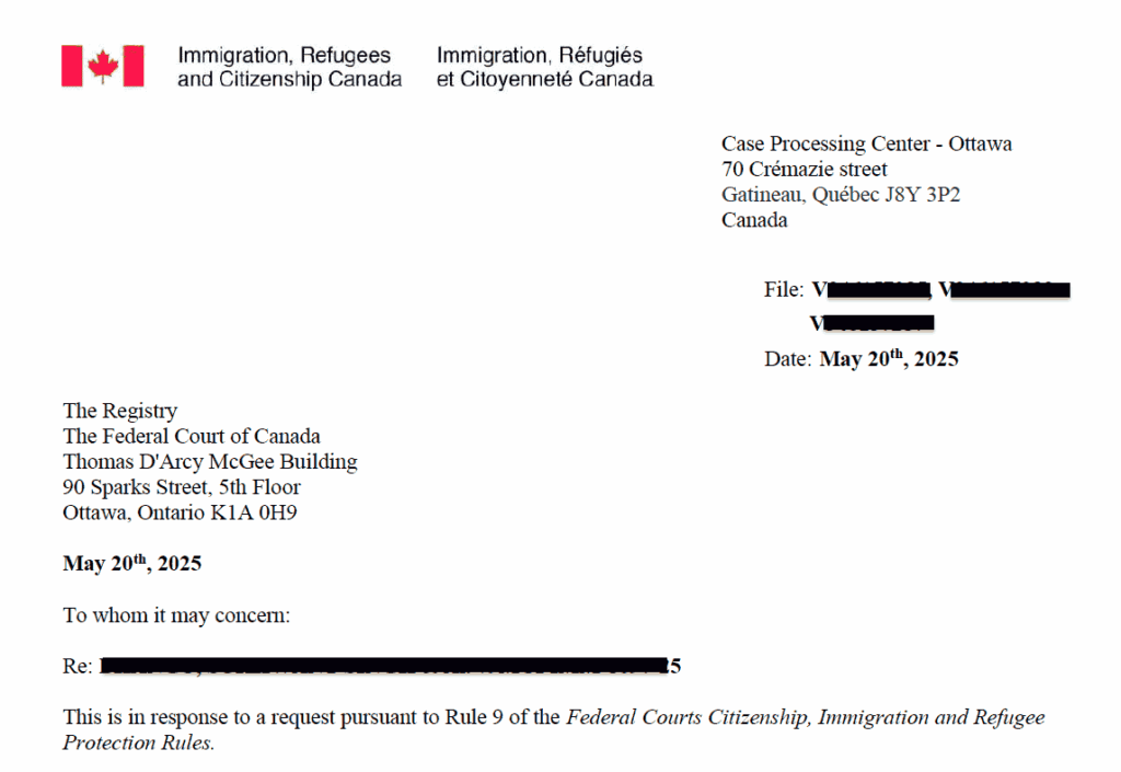IRCC update on Canada visitor visa application dated May 20, 2024 handled by Fateh Law Corporation