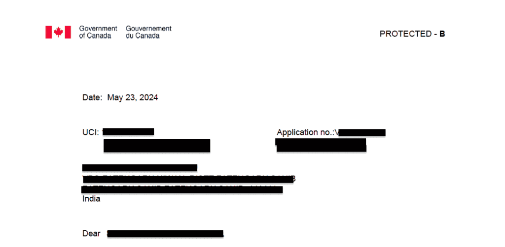 IRCC refusal of Canadian visitor visa application on May 23, 2024 citing family ties and purpose of visit