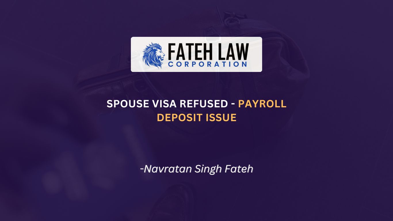 Spousal open work permit refusal due to payroll deposit issue in Canada