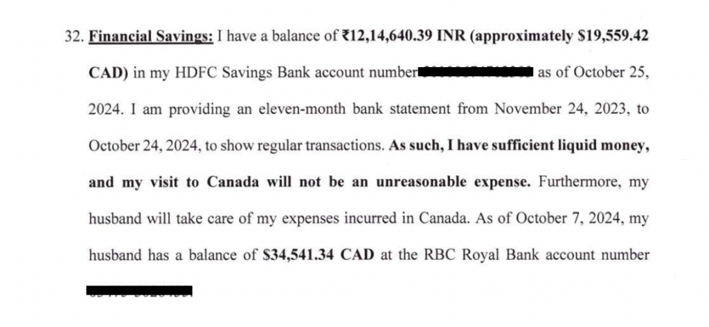 Bank statements showing sufficient funds used to challenge visitor visa refusal for financial reasons