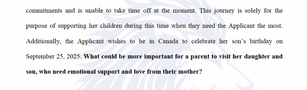 Mother visiting international student children in Canada for emotional support