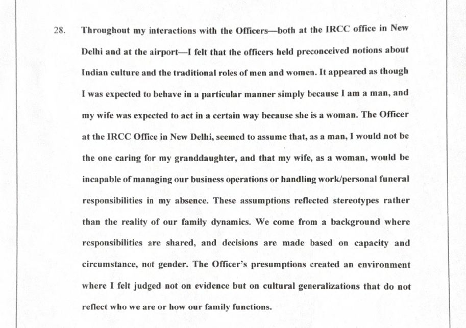 Client affidavit submitted in misrepresentation ban judicial review case