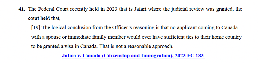 Key Precedent: Jafari v. Canada (2023 FC 183)