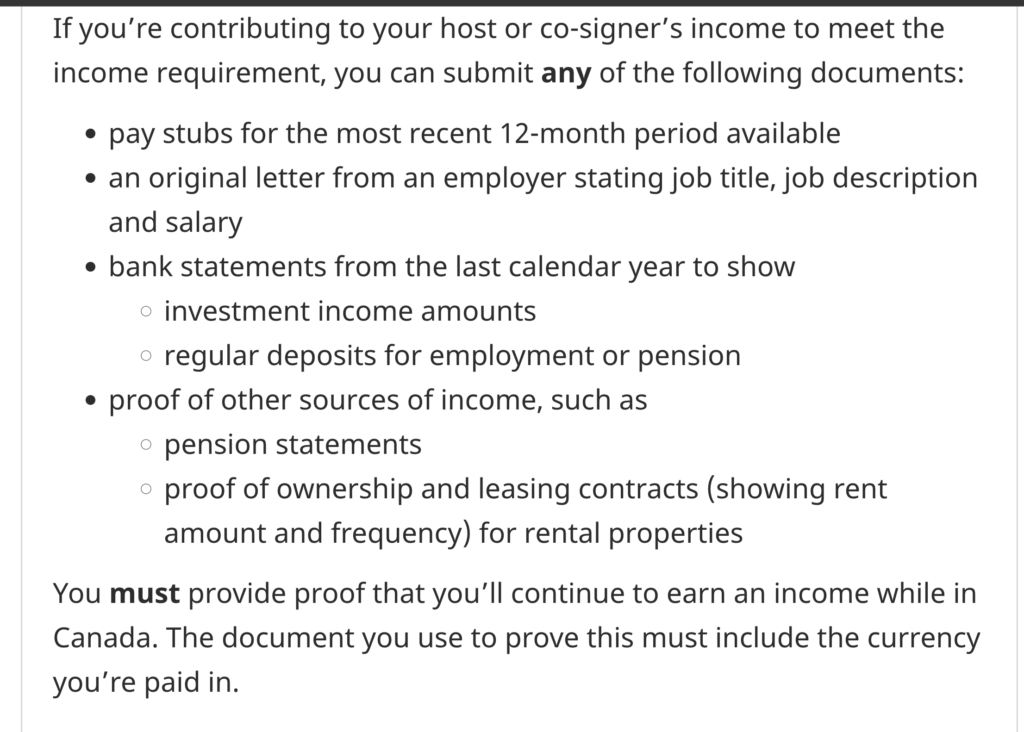 IRCC list of documents that parents or grandparents can submit to prove ongoing income for a Canada Super Visa application, including pay stubs, pension statements, bank statements, and rental income records.