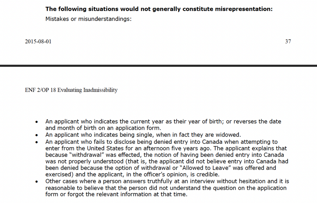 Historical ENF 2/OP 18 guidance on mistakes and misunderstandings that may not constitute misrepresentation